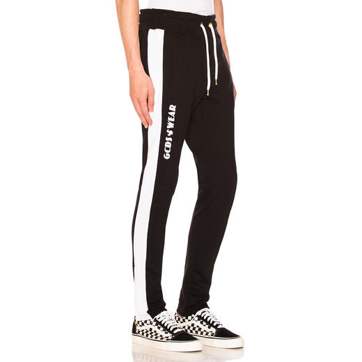 GCDS 男士字母徽标印花棉质休闲运动裤 黑色 AFW18M030011 NERO 商品图1