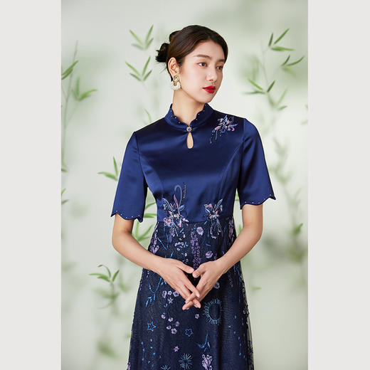 Gowani乔万尼2024商场同款旗袍连衣裙EM1E122601 商品图2