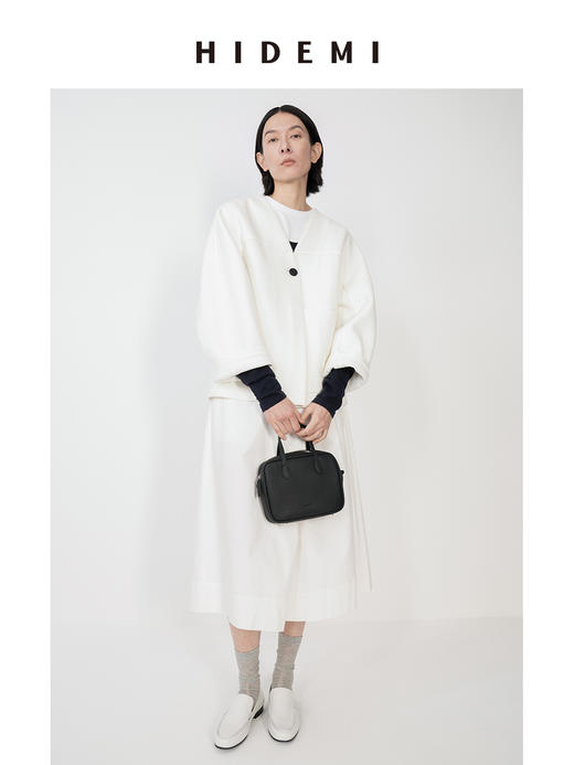 HIDEMI简约无领嵌条拼接弧形袖廓形感西装外套 商品图5