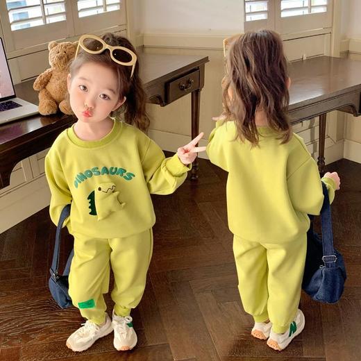 男女童同款恐龙套装2024春季新款韩版两件套洋气休闲童装 商品图2