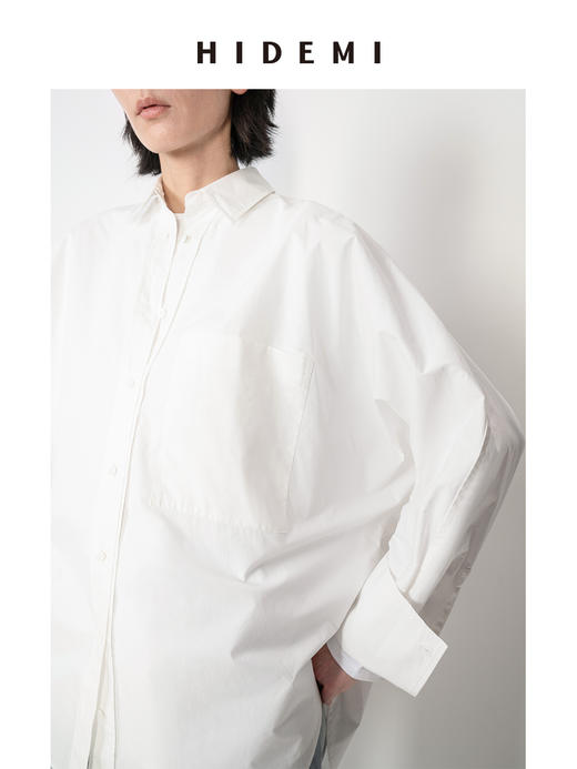 HIDEMI宽松蝙蝠袖翻领大廓形衬衫 商品图3
