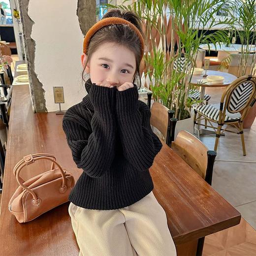 女童高领一体绒毛衣冬季2023新款宝宝韩版洋气打底衣童装 商品图1