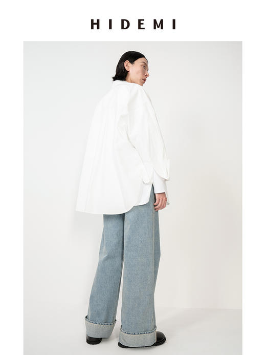 HIDEMI宽松蝙蝠袖翻领大廓形衬衫 商品图4
