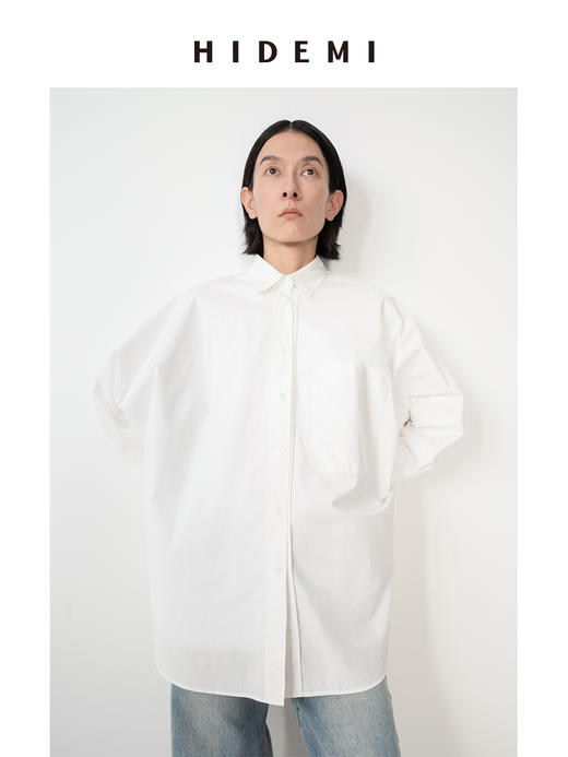 HIDEMI宽松蝙蝠袖翻领大廓形衬衫 商品图0