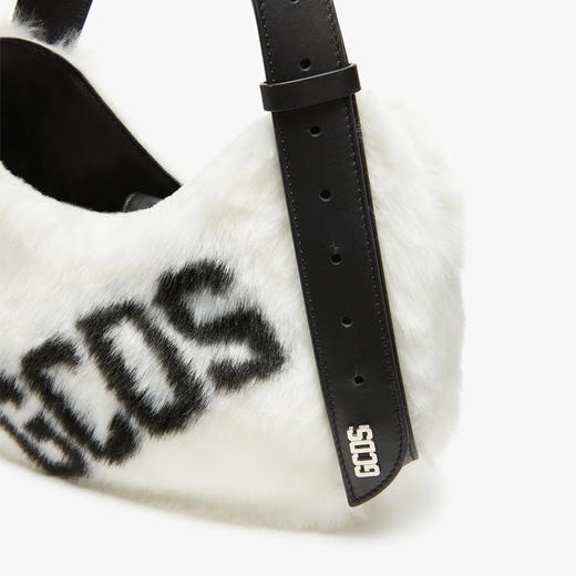 GCDS 女士 COMMA 小号人造毛皮徽标流浪汉包 白色 FW23U50036301 商品图2