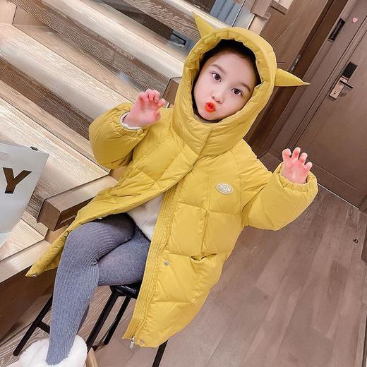 韩国儿童装女童冬装中长款休闲羽绒服保暖不透风外套大衣 商品图1