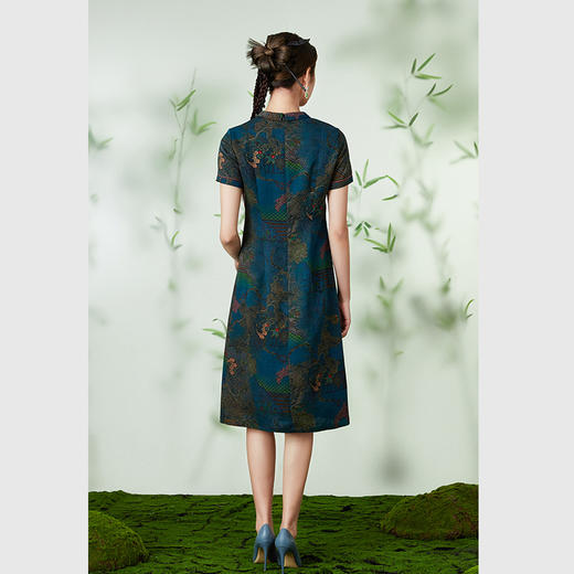 【亭台楼阁】【香云纱】乔万尼28MM100%桑蚕丝旗袍连衣裙EM2E717 商品图3