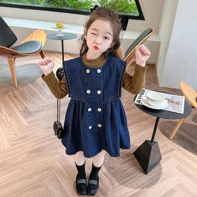 女童双排扣牛仔裙套装2024春季新款韩版两件套洋气童装潮