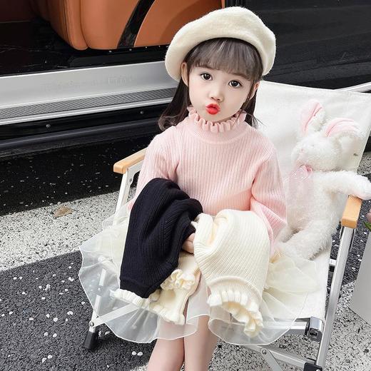女童纯色毛衣打底衫秋冬2023新款宝宝韩版洋气针织衫一件代发童装 商品图0