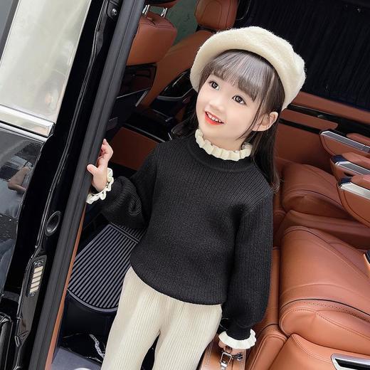 女童纯色毛衣打底衫秋冬2023新款宝宝韩版洋气针织衫一件代发童装 商品图2