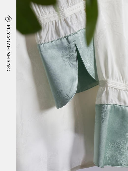 FUYAO扶摇 文艺国风白衬衫小立领刺绣上衣打底衬衫女2023早秋新款 商品图3