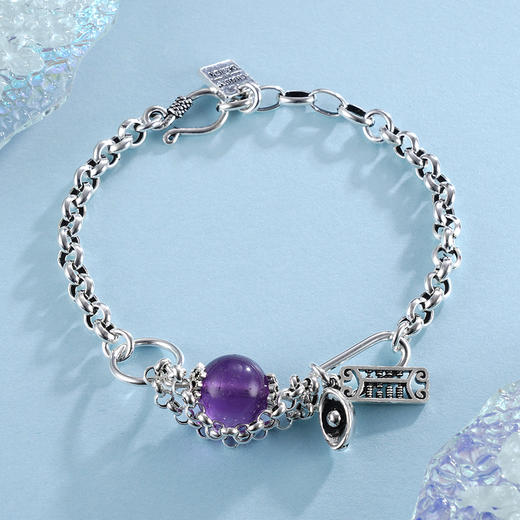 子佩集S925银串珠复古手链【TSB0001-25】紫水晶手链2402 商品图0