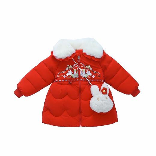女童花朵兔子棉衣冬装洋气外套宝宝中长款大衣儿童童装潮 商品图4