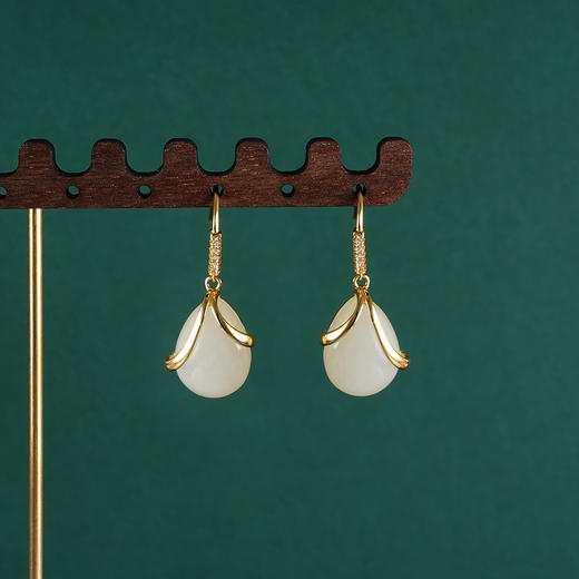 子佩集S925银【烟雨投怀】耳环【EG01457】和田玉镀金2401 商品图2