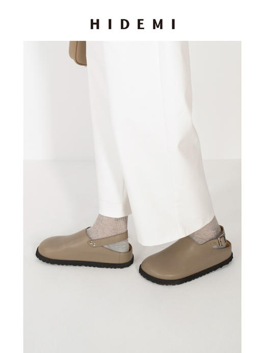 HIDEMI进口小牛皮一脚蹬时装厚底勃肯鞋 商品图7