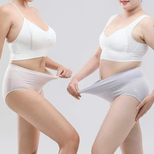 【收腹包臀！高腰竖条纹女士内裤】胖mm中腰女士大码 纯色透气 无痕棉内裤 女三角内裤 商品图2