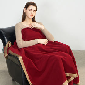 【纯色包边羊绒毯】羊绒世家100%山羊绒毯午睡沙发空调毯子
