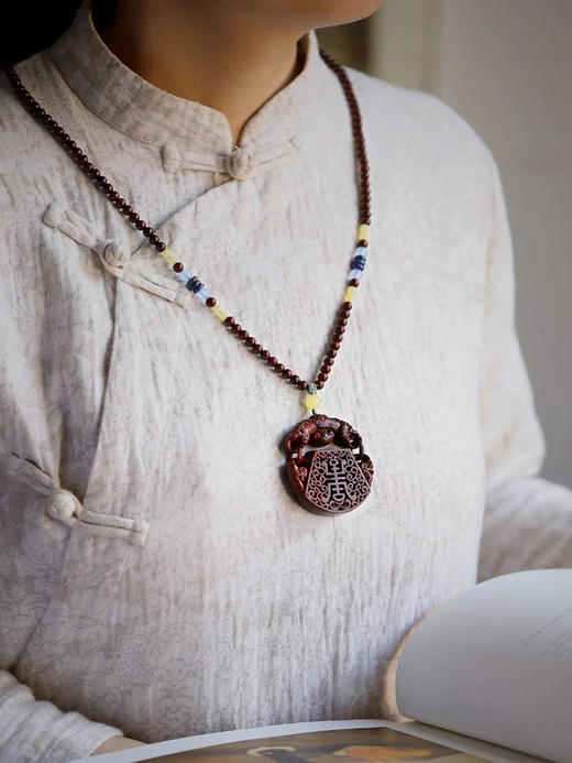 小叶紫檀【福慧如意】项链 商品图7