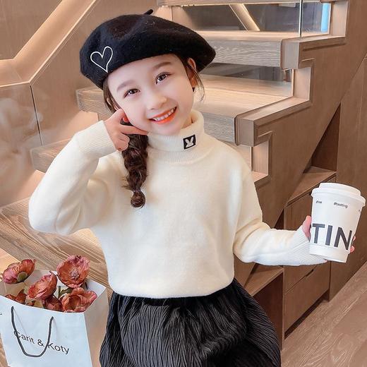 女童高领卡通毛衣冬季2023新款宝宝韩版洋气打底衣童装潮 商品图1