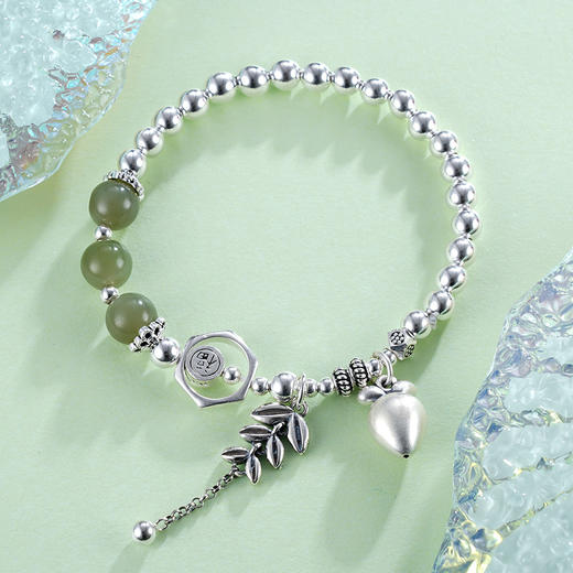 子佩集S925银【春生福穗】手链【TSB0001-22】青玉绿色2402 商品图1