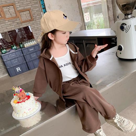 女童连帽卫衣套装2024春季新款韩版校园阔腿裤两件套一件代发童装 商品图1