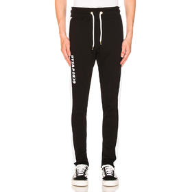 GCDS 男士字母徽标印花棉质休闲运动裤 黑色 AFW18M030011 NERO