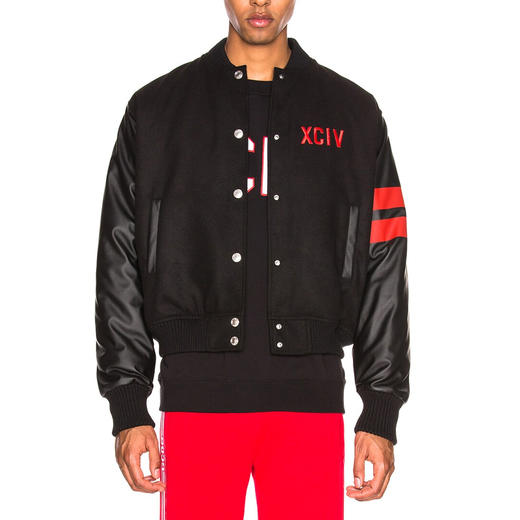 GCDS 男士字母徽标刺绣棉质拉链外套 黑色 ACC94U040063 BLACK 商品图0