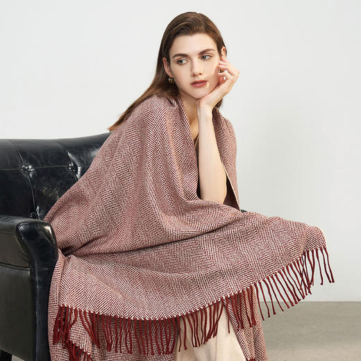 【纯羊绒人字纹羊绒毯】羊绒世家100%山羊绒羊绒毯舒适保暖空调保温毯子 商品图0