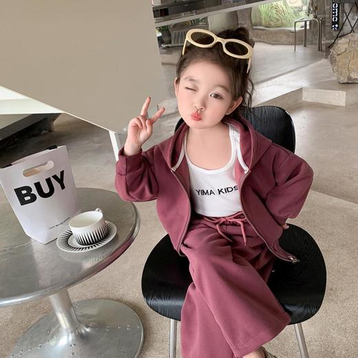 女童连帽卫衣套装2024春季新款韩版校园阔腿裤两件套一件代发童装 商品图0