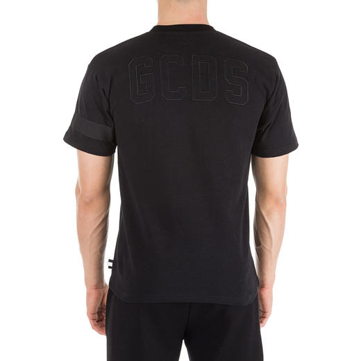 GCDS 男士字母徽标印花棉质圆领短袖T恤 黑色 ACC94W020777 BLACK 商品图2