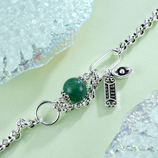 子佩集S925银串珠复古手链【TSB0001-25】绿水晶手链算盘元宝2402 商品图1