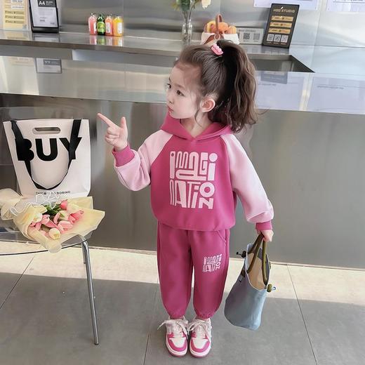 女童字母拼色套装2024春季新款韩版两件套洋气休闲童装潮 商品图0
