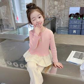 女童爱心坑条套装2024春季新款韩版两件套一件代发洋气网红童装潮