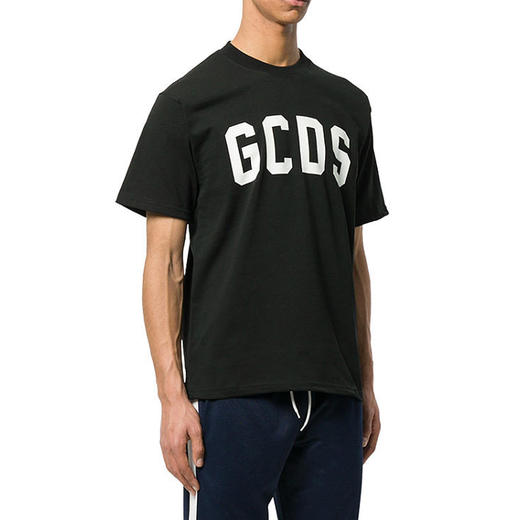 GCDS 男士字母徽标印花棉质圆领短袖T恤 黑色 ASS18M020067 NERO 商品图1