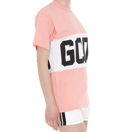 GCDS 女士字母徽标印花棉质圆领短袖T恤 粉色 ACC94W020779 PINK 商品图2