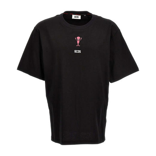 GCDS 男士外星人徽标贴花棉质短袖T恤 黑色 FW23M13067302 商品图0