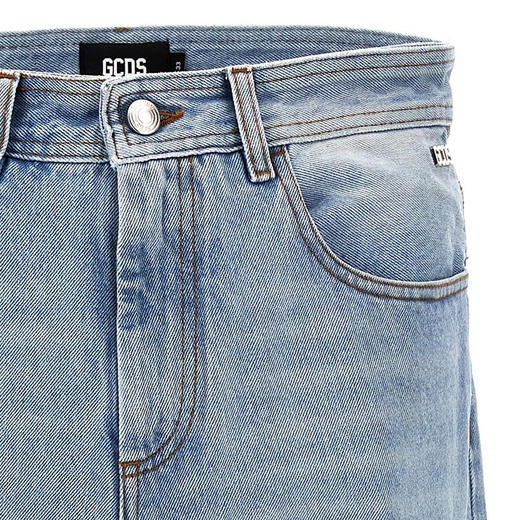GCDS 男士涂鸦徽标印花米棉质休闲牛仔裤 蓝色 FW23M35000155 商品图2