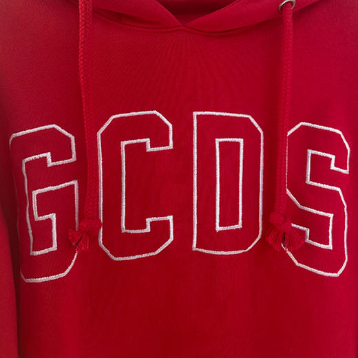 GCDS 女士字母徽标棉质长袖连帽卫衣 红色 AW020029 ROSSO 商品图2