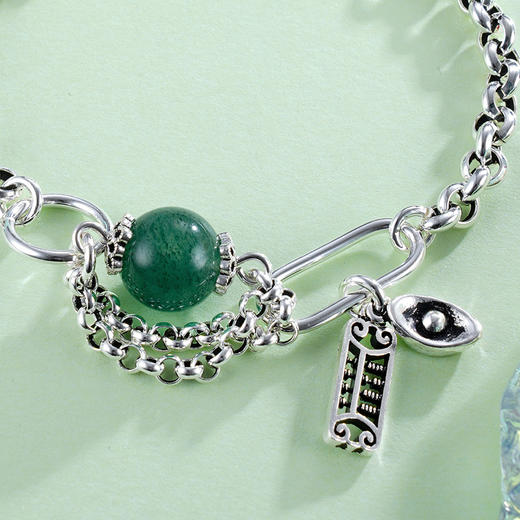 子佩集S925银串珠复古手链【TSB0001-25】绿水晶手链算盘元宝2402 商品图2
