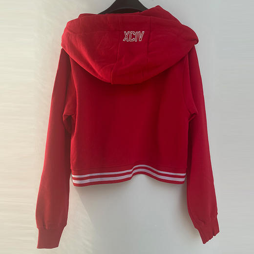 GCDS 女士字母徽标棉质长袖连帽卫衣 红色 AW020029 ROSSO 商品图1