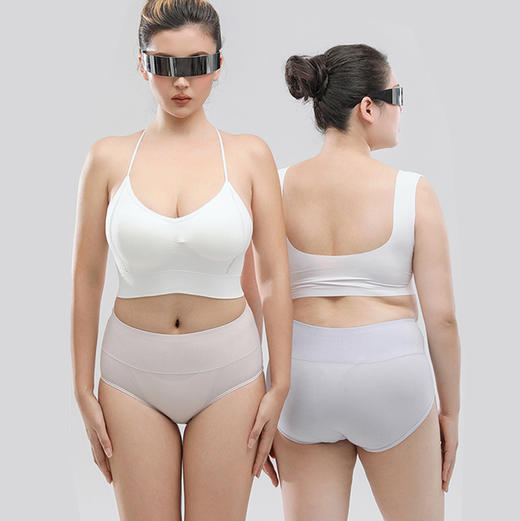 【收腹包臀！高腰竖条纹女士内裤】胖mm中腰女士大码 纯色透气 无痕棉内裤 女三角内裤 商品图3