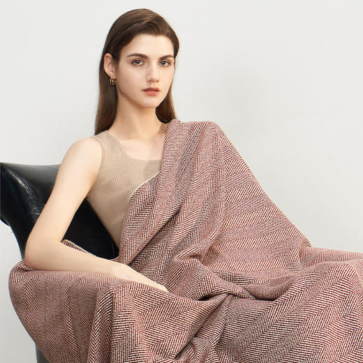 【纯羊绒人字纹羊绒毯】羊绒世家100%山羊绒羊绒毯舒适保暖空调保温毯子 商品图1