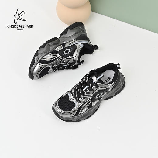 2024经典鲨春季新款时尚厚底百搭潮流老爹鞋男KW250-D14011 商品图5