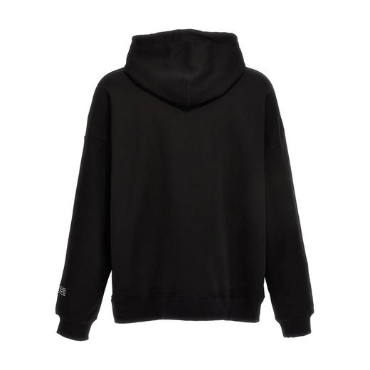 GCDS 男士涂鸦徽标印花棉质连帽卫衣 黑色 FW23M10066702 商品图1