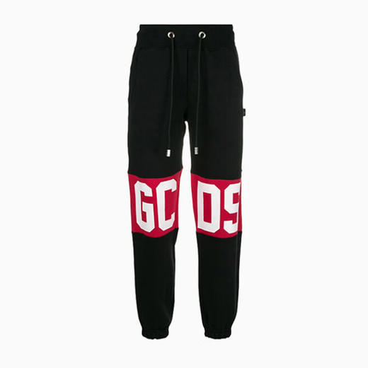 GCDS 女士字母徽标印花棉质休闲运动裤 黑色 ACC94U030037 BLACK 商品图0