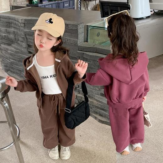 女童连帽卫衣套装2024春季新款韩版校园阔腿裤两件套一件代发童装 商品图3
