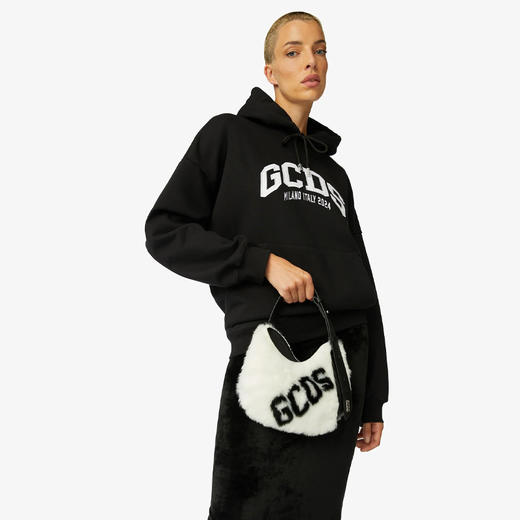 GCDS 女士 COMMA 小号人造毛皮徽标流浪汉包 白色 FW23U50036301 商品图3