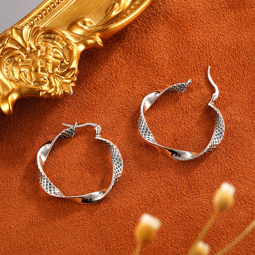 子佩集925银【慧旋】耳环【YGEH008】扣环耳圈2402 商品图1