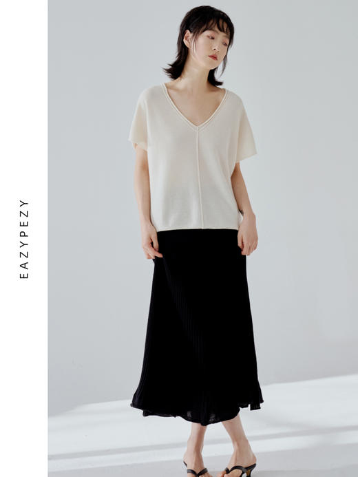 2024SS 15.38V领短袖羊绒衫 商品图1