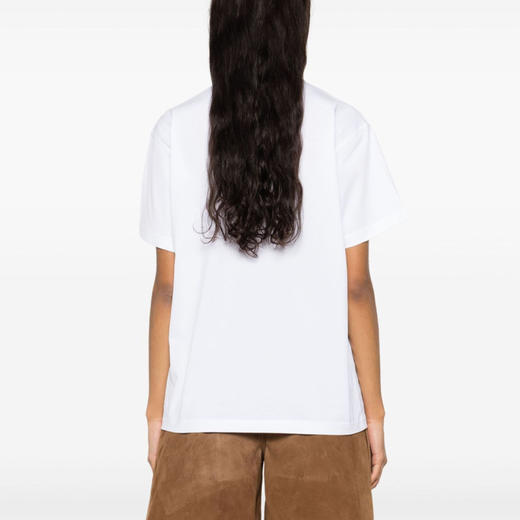 【一】BURBERRY 巴宝莉 女士格纹口袋棉质圆领短袖T恤 白色 8080322 A1464 商品图2